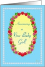 Announcing A New Baby Girl! Garden Oval card