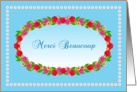 Merci Beaucoup, French Thank You, Oval Garden Wreath card