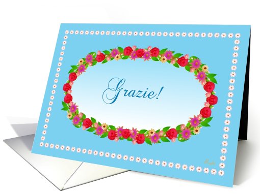 Italian, Grazie! Thank You Garden Wreath card (610998)