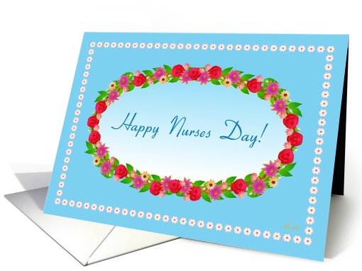 Happy Nurses Day! Garden Wreath blank inside card (611152)