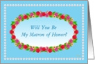 Matron of Honor,Wedding Party Invitation,Flower Garden Wreath card