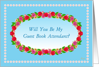 Guest Book Attendant,Wedding Party Invitation,Flower Garden Wreath card