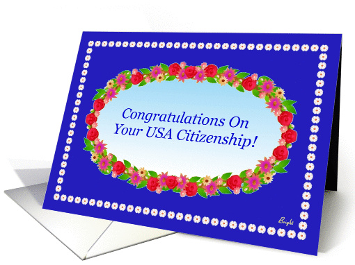 Congrats,USA Citizenship, Floral Wreath card (611773)