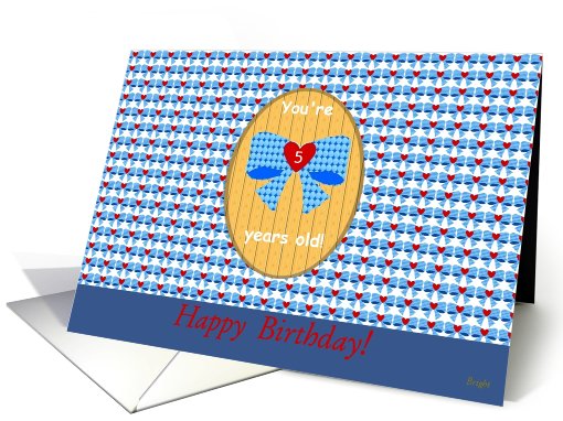 5 year old, Happy Birthday Hearts and Bows! card (615930)