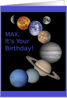 Max, Solar System, Happy Birthday! card