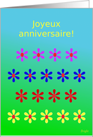 Joyeux anniversaire!, Happy Birthday! Colorful Flower Garden card