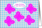 Friend, 5 Year Old, Happy Birthday! Five Butterflies Over A Field of Daisies card