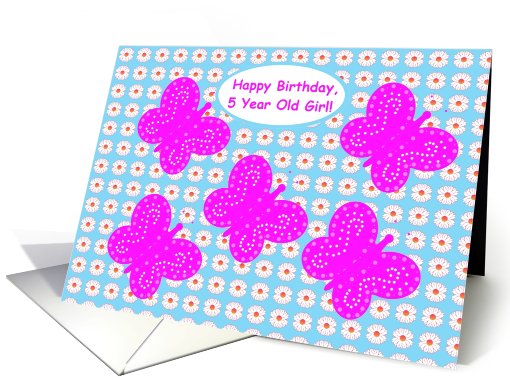Girl, 5 Year Old, Happy Birthday! Five Butterflies Over A... (632151)