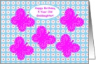 Goddaughter, 5 Year Old, Happy Birthday! Five Butterflies Over A Field of Daisies card