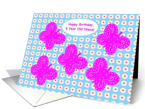 Niece, 5 Year Old, Happy Birthday! Five Butterflies Over A... (632156)