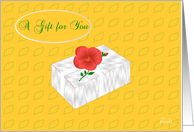 A Gift for You, General,White Gift Box with Huge Flower and Bud, blank inside card