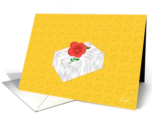 Note Card, White Gift Box with Huge Flower and Bud card (636009)