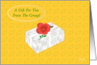 Retirement Gift from All of Us, White Gift Box with Huge Flower and Bud card