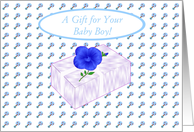 GIft for Baby Boy from All of Us, Fancy Gift Box w/ Rattles, Flower & Bud card