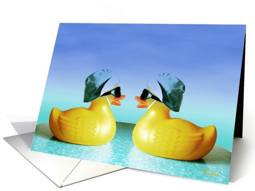 Two Ducks on An Infinity Pool, Humorous card (658007)