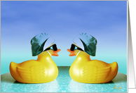 Two Ducks on An Infinity Pool, Humorous card