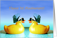 1st, Happy Anniversary, Two Yellow Ducks card