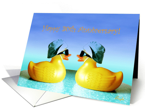 30th, Happy Anniversary, Two Yellow Ducks card (658868)
