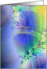 Happy Birthday, Summer Leaves, Abstract Digital Art card