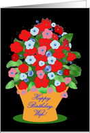 Wife, Happy Birthday! Floral Planter card