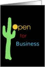 Business, Open for Business Announcement, Cactus and Neon Lights card