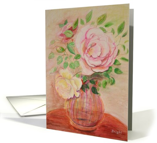 Blank Note Card, Best of Show, Roses in a Vase, Watercolor... (778890)