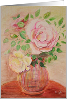 Blank Note Card, Best of Show, Roses in a Vase, Watercolor Reproduction card