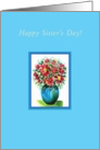 Happy Sister’s Day!, Red Flowers in a Blue Vase card