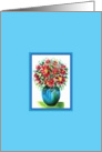 Red Flowers in a Blue Vase card