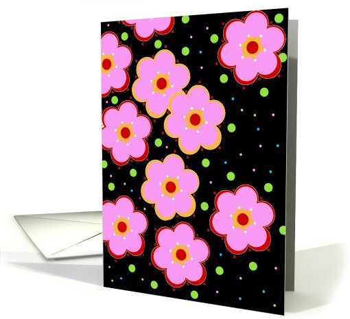 Note Card, Floating Pink Flowers, blank inside card (792623)