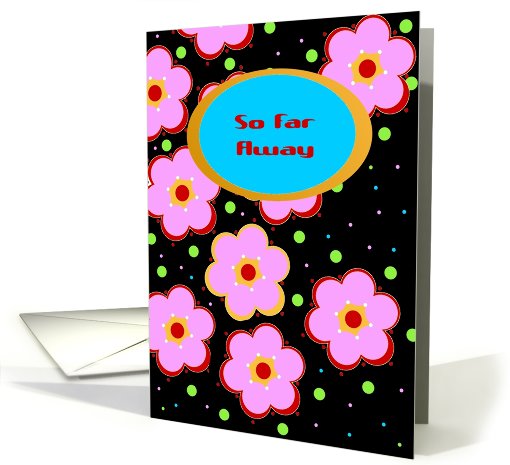 So Far Away, Floating Pink Flowers, blank inside card (792624)