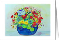 Get Well Wishes, Depression, Blue Pot Full of Flowers card