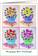Happy Birthday to my Friend, Window Box Flowers, Original Watercolor card
