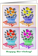 Happy Birthday from All of Us, Window Box Flowers, Original Watercolor card