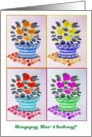 Happy Birthday from All of Us, Window Box Flowers, Original Watercolor card