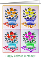 Happy Belated Birthday, Window Flowers, Original Watercolor card