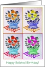 Happy Belated Birthday, Window Flowers, Original Watercolor card