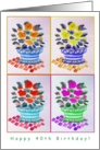Happy 40th Birthday Day, Window Flowers, Original Watercolor card