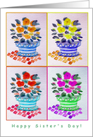 Happy Sister’s Day!, Window Flowers, Original Watercolor card