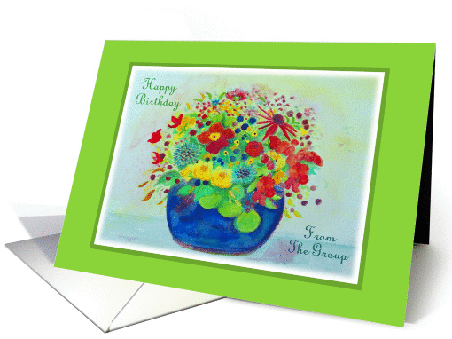 fr. Group,Happy Birthday Day!, Blue Pot Full of Flowers card (799905)