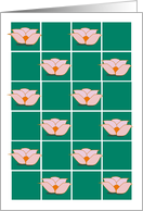 Note Card, Graphic Design Lotus on Green Squares card