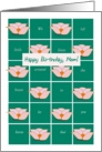 Mom, Happy Birthday, Mom, Humor, Graphic Design Lotus on Green Squares card