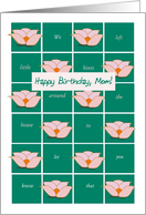 Happy Birthday, Mom, Humor, Graphic Design Lotus on Green Squares card