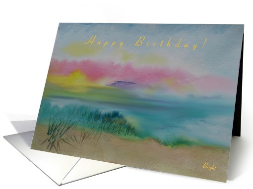 from all of us, Happy BIrthday!, Misty Mountain Island card (810126)