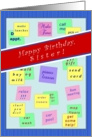 Happy Birthday, Sister!, Message Board - Adult - For Her card