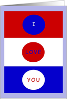 Red, White and Blue, I Love You card