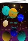 Son, Happy Father’s Day, Balloons with Star Burst and Streamers card