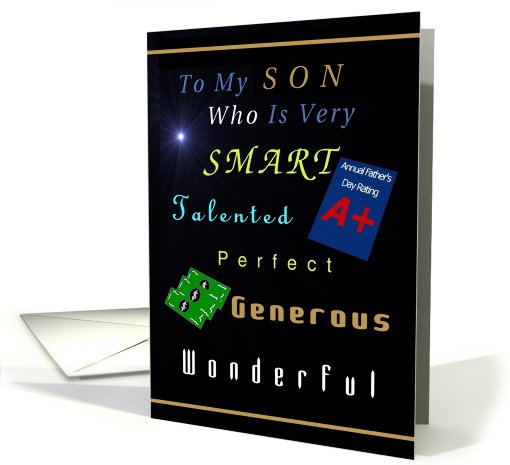 to Son as Father To Be, Happy Father's Day Compliments, Humor card