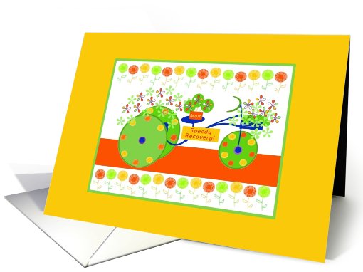 Mom, Speedy Recovery! Garden Flower Messenger Bike card (824058)