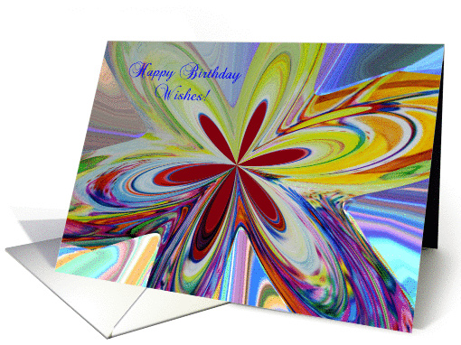 Happy Birthday Wishes, Psychedelic Flower card (834704)